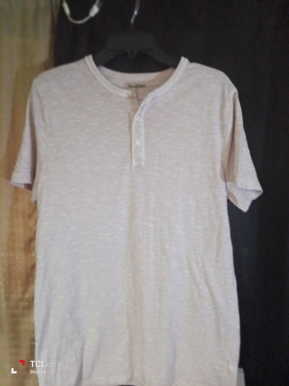 Goodfellow & Co Light Beige Short-Sleeve Henley Shirt